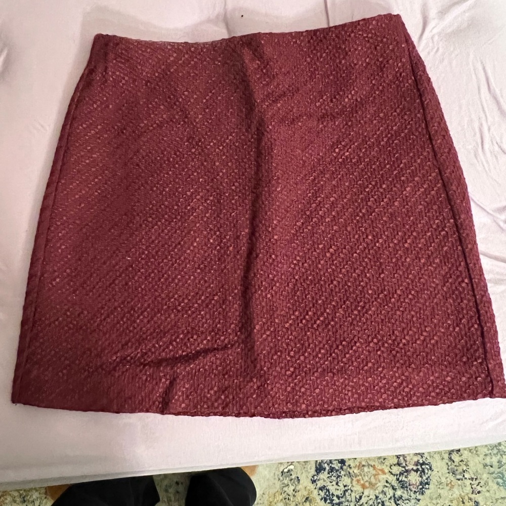 maroon knit skirt from the loft